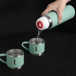 Termos elegante con 3 bicchieri 400 ml / Verde