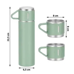 Termos elegante con 3 bicchieri 400 ml / Verde
