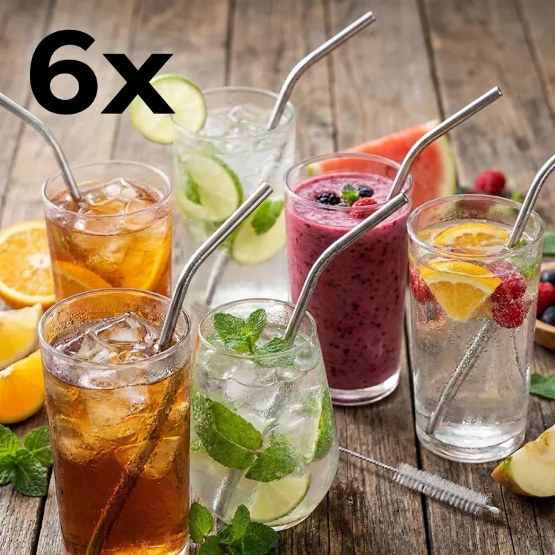 Set 6 pz cannucce in acciaio inox per bevande / Acciaio inox