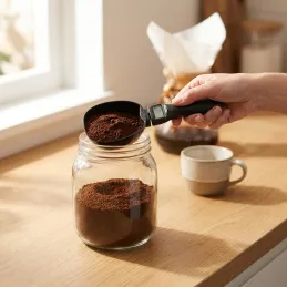 Mestolo da cucina con display LCD e bilancia XXL / Nero opaco