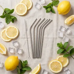 Set 6 pz cannucce in acciaio inox per bevande / Acciaio inox