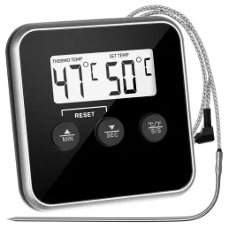 Termometro LCD per alimenti con sonda e magnete / Nero