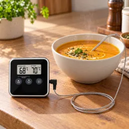 Termometro LCD per alimenti con sonda e magnete / Nero