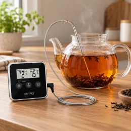 Termometro LCD per alimenti con sonda e magnete / Nero