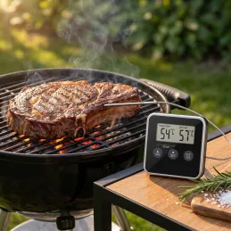 Termometro LCD per alimenti con sonda e magnete / Nero