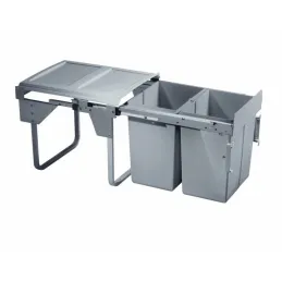 Cestino estraibile 450 mm – 2×20 L con attacchi per ante / Grigio