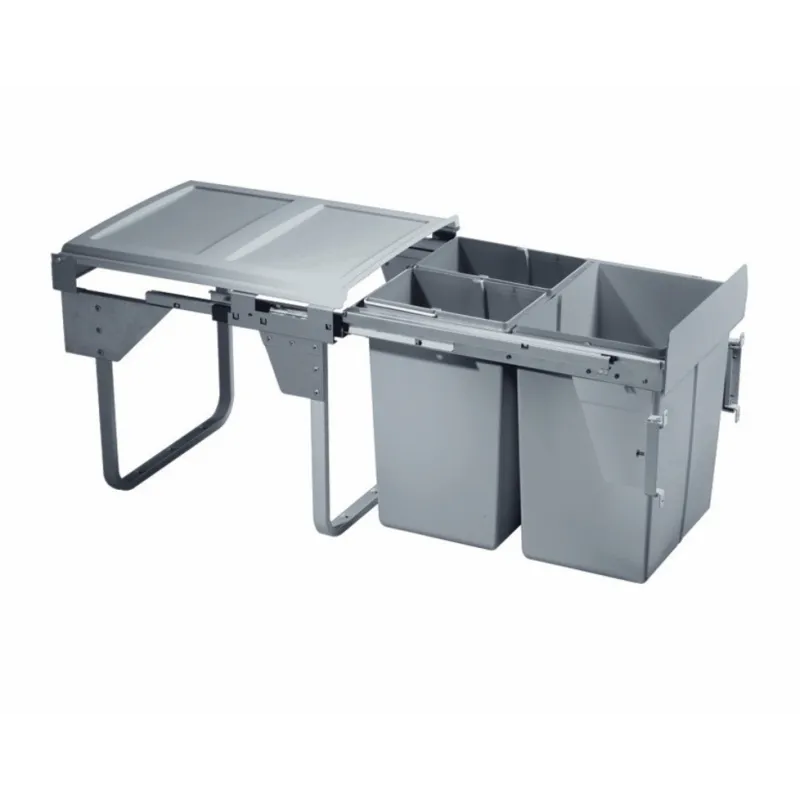 Cestino estraibile da 450 mm – 1×20 L + 2×10 L con supporti per l’anta / Grigio
