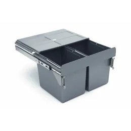 Cestino estraibile 600 mm – 2×27 L con supporti per ante / Grigio