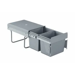 Cestino estraibile 400 mm – 2×15 L con supporti per l’anta / Grigio