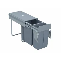 Pattumiera estraibile 300 mm – 1×20 L + 1×10 L con maniglie per ante / Grigio