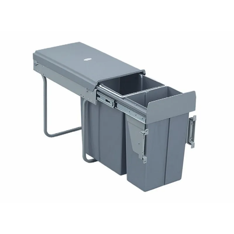 Pattumiera estraibile 300 mm – 1×20 L + 1×10 L con maniglie per ante / Grigio