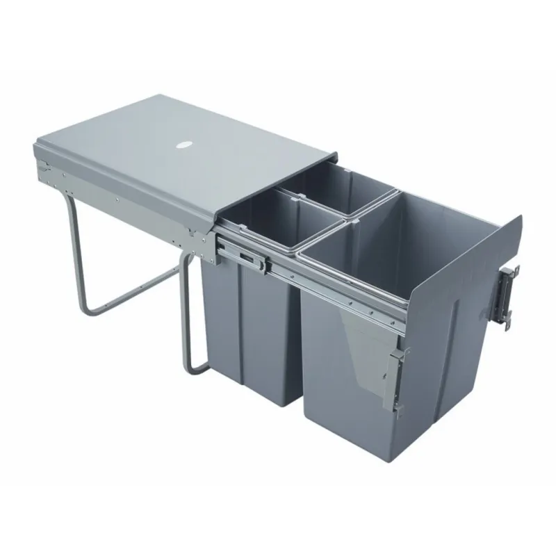 Cestino estraibile 400 mm – 2×10 L + 1×20 L con attacchi per l’anta / Grigio