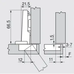 Cerniera a incasso 110° CLIP TOP - senza molla