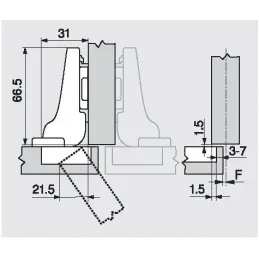 Cerniera semiapplicata 110° CLIP TOP - BLUMOTION / Con ammortizzazione