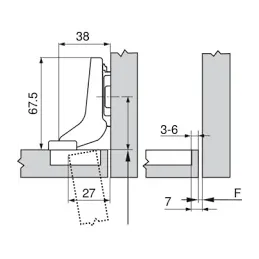 Cerniera a scodellino a inserimento 100° CLIP - senza molla