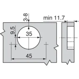 Cerniera a scodellino CLIP a 155° con zero sporgenza