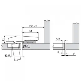 Cerniera inserita per angolo cieco 90° CLIP TOP – senza molla