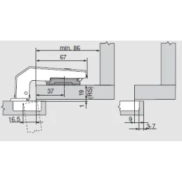 Cerniera per angolo cieco 90° CLIP TOP con ammortizzazione