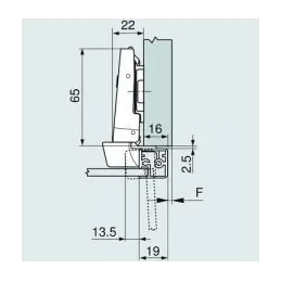 Cerniera applicata per ante in alluminio CLIP TOP 95° con ammortizzazione