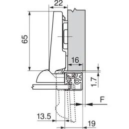 Cerniera applicata per ante in alluminio CLIP TOP 95°