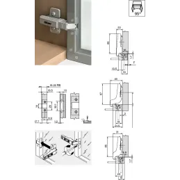 Cerniera a mezza sovrapposizione per ante in alluminio CLIP TOP 95°
