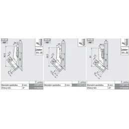 Cerniera a -45° sovrapposta CLIP TOP con ammortizzazione