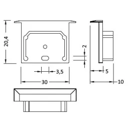 Terminale LINEA-IN20 EF/U7 con foro per il cavo
