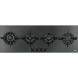 Piano cottura a gas Crystal FHCR 1204 3G TC HE BK C in vetro nero