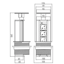 Presa elettrica estraibile BIGG 100 FRENCH 3x230V / Nera