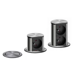 Presa elettrica a scomparsa Elevator 2x230V FRENCH / Acciaio inox