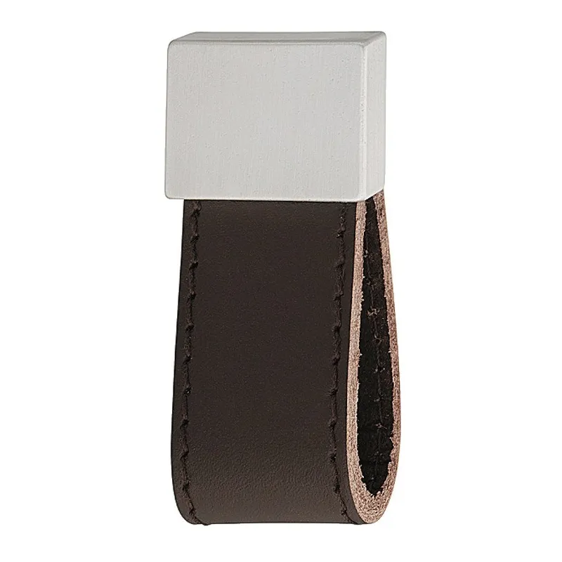 Manopola DALVIK / alluminio-pelle marrone scuro