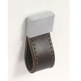Manopola DALVIK / alluminio-pelle marrone scuro