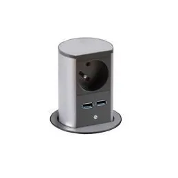 Presa elettrica a scomparsa Elevator USB in acciaio inox