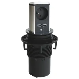 Presa elettrica a scomparsa Elevator USB in acciaio inox