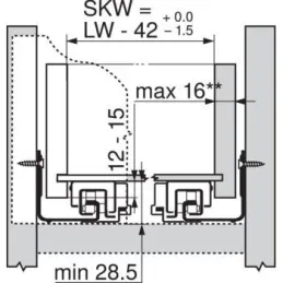 Cassetto estraibile nascosto MOVENTO con ammortizzazione e attacchi / 40 kg
