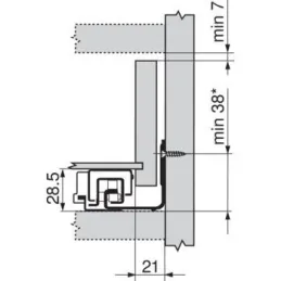 Cassetto estraibile nascosto MOVENTO con ammortizzazione e attacchi / 40 kg