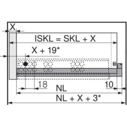 Cassetto ad estrazione totale a scomparsa TANDEM Plus TIP-ON con ganci / 30 kg