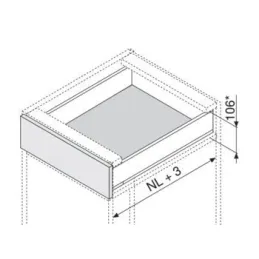 Sponda laterale LEGRABOX "M" 90,5 mm / Grigio