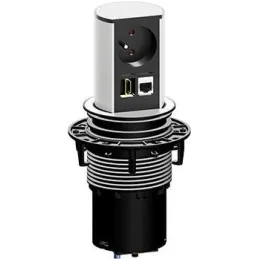 Presa elettrica estraibile Elevator OFFICE HDMI / Alluminio spazzolato