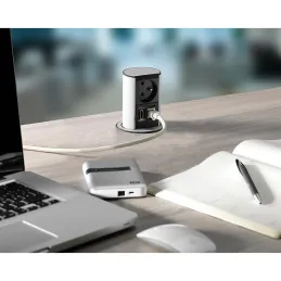 Presa elettrica estraibile Elevator OFFICE HDMI / Alluminio spazzolato