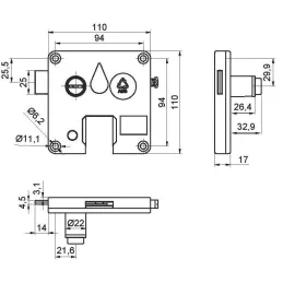 Serratura a moneta tipo 70 Basic