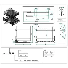 Cestello estraibile con ammortizzazione INOXA HETTICH - 1102 / cromato