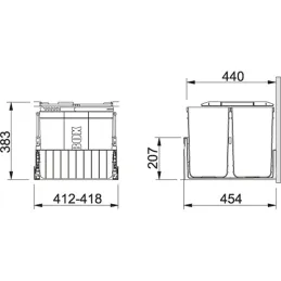 Pattumiera FRANKE Trio 300-45 2x10 + 1x22 l