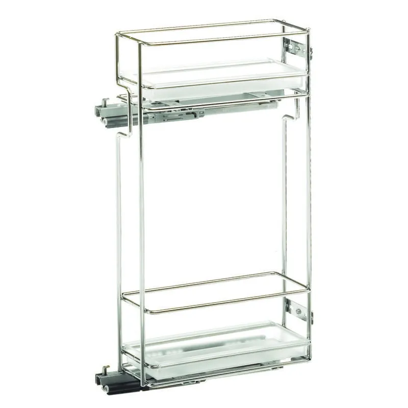 Cestello doppio per pensili STANDARD 150 mm con contenitori in plastica / Cromo