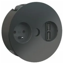 Presa elettrica Twister + USB / Nera