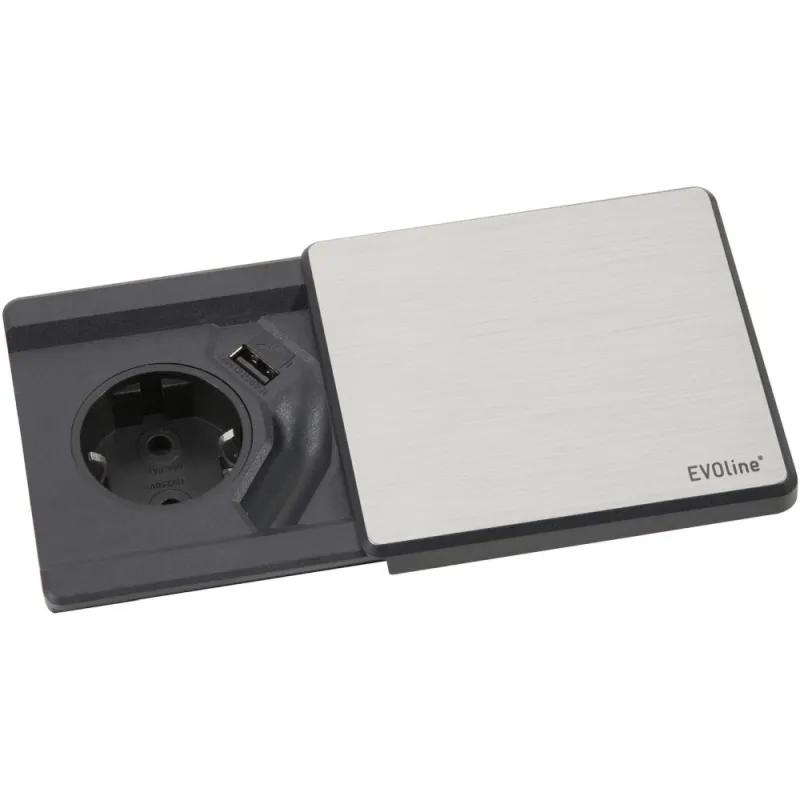 Presa elettrica Evoline Square 80 / Acciaio inox