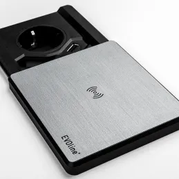 Presa elettrica Evoline Square + Ricarica wireless / Acciaio inox