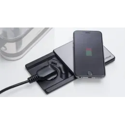 Presa elettrica Evoline Square + Ricarica wireless / Acciaio inox