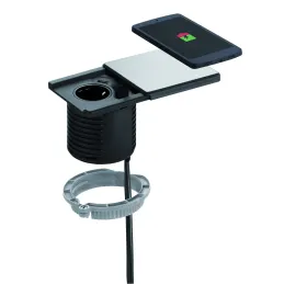 Presa elettrica Evoline Square + Ricarica wireless / Acciaio inox
