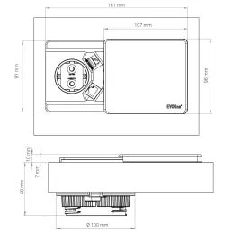 Presa elettrica Evoline Square + Ricarica wireless / Acciaio inox